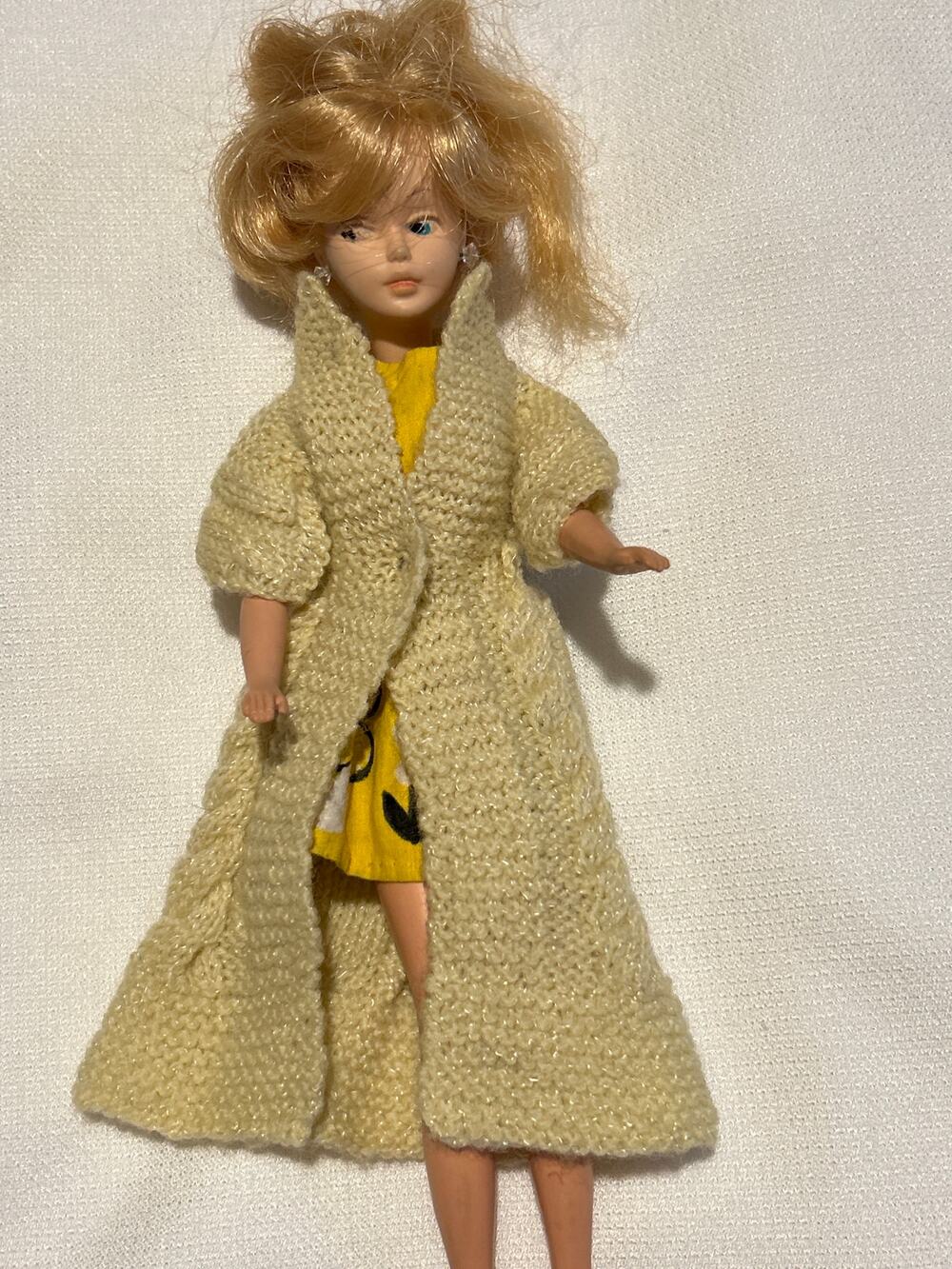 Vtg Doll Sweater Yellow Crochet Fits Tressy 12’, Fashion Dolls Clothes Homemade